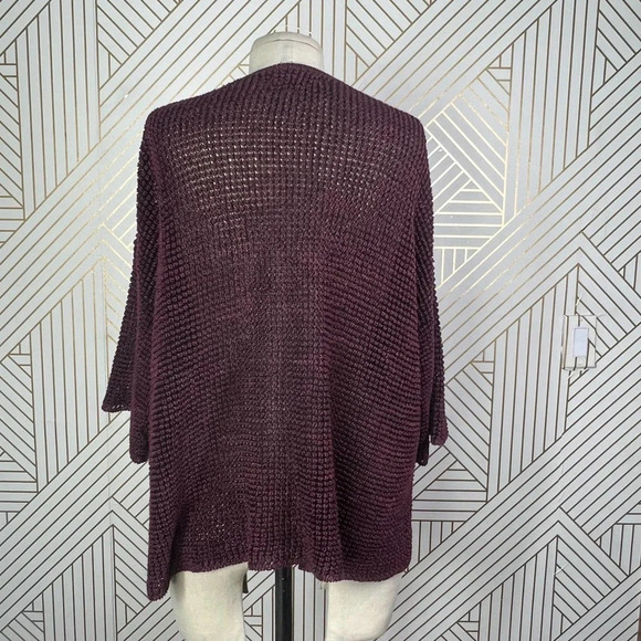 Isabel Marant Maroon Purple Open Knit Linen Blend V-Neck Sweater Size 38‎ / US 6 - Picture 7 of 12